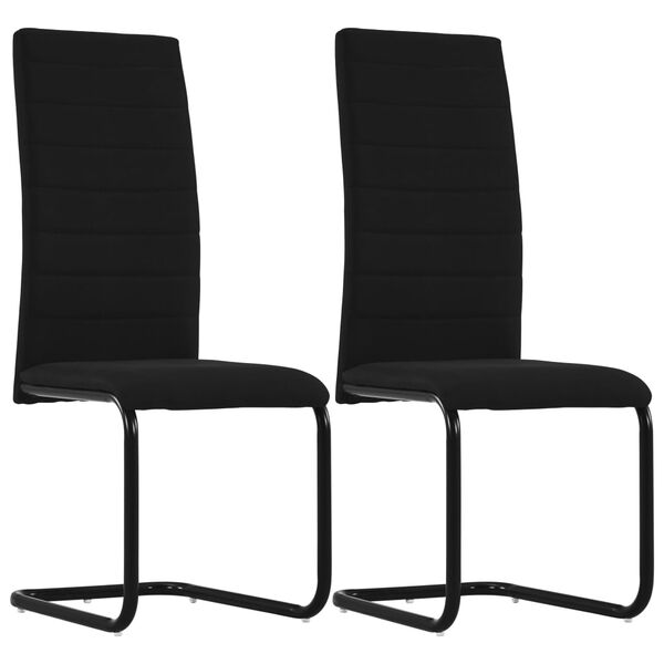vidaXL Chaises &agrave; manger cantilever lot de 2 noir tissu