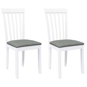 vidaXL Chaises &agrave; manger coussins 2 pcs blanc bois massif caoutchouc