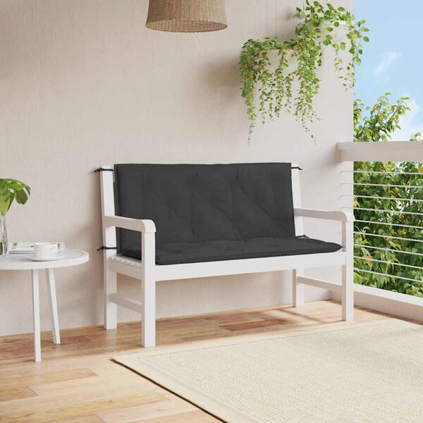vidaXL Coussin de banc de jardin noir 120x(50+50)x7 cm tissu oxford
