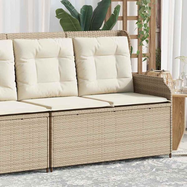 vidaXL Banc inclinable de jardin avec coussins beige r&eacute;sine tress&eacute;e
