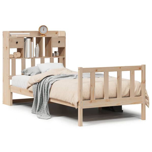vidaXL Lit biblioth&egrave;que sans matelas 90x200 cm bois de pin massif