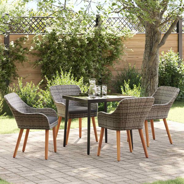 vidaXL Ensemble de salle &agrave; manger pour jardin 5 pcs Gris polyrotin