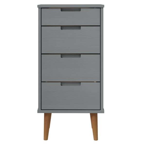 vidaXL Commode MOLDE Gris 40x35x82 cm Bois de pin massif