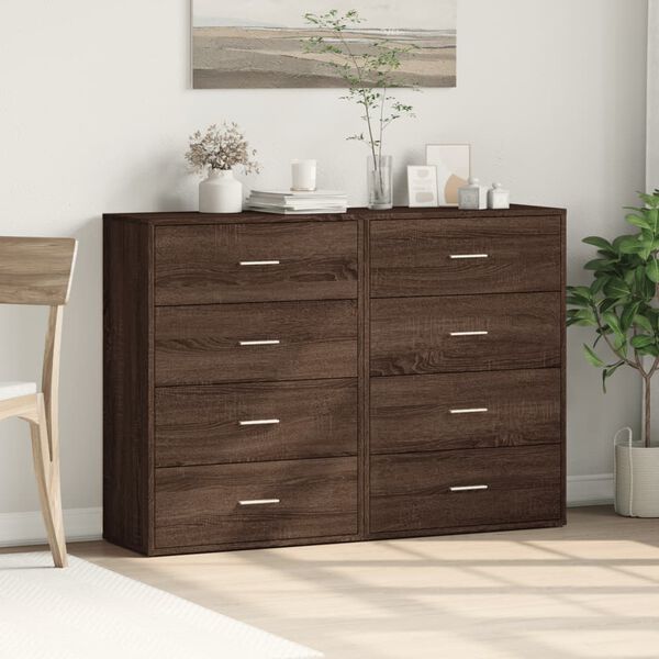 vidaXL Buffets 2 pcs ch&ecirc;ne marron 60x31x84 cm bois d'ing&eacute;nierie