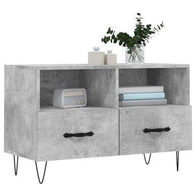 vidaXL Meuble TV Gris béton 80x36x50 cm Bois d'ingénierie