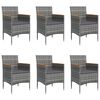 vidaXL Ensemble &agrave; manger de jardin coussins 7pcs Gris et noir