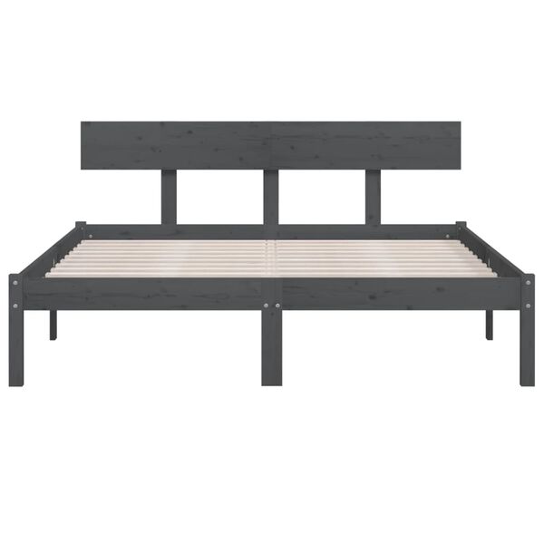 vidaXL Cadre de lit sans matelas bois massif gris 200x200 cm