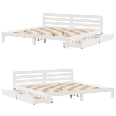 vidaXL Cadre de lit sans matelas blanc 180x200 cm bois massif de pin