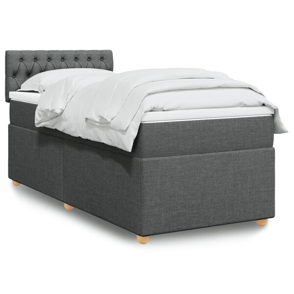 vidaXL Sommier &agrave; lattes de lit avec matelas Gris fonc&eacute; 100x200cm Tissu