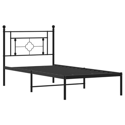 vidaXL Cadre de lit métal sans matelas avec tête de lit noir 90x190 cm