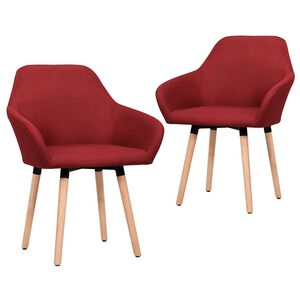 vidaXL Chaises &agrave; manger lot de 2 rouge bordeaux tissu