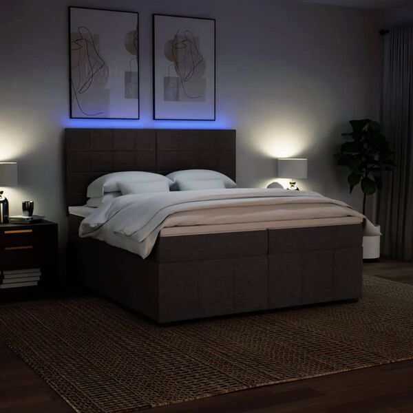 vidaXL Sommier &agrave; lattes de lit avec matelas Marron fonc&eacute; 200x200 cm