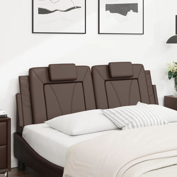 vidaXL Coussin de t&ecirc;te de lit Viana marron 140 cm similicuir