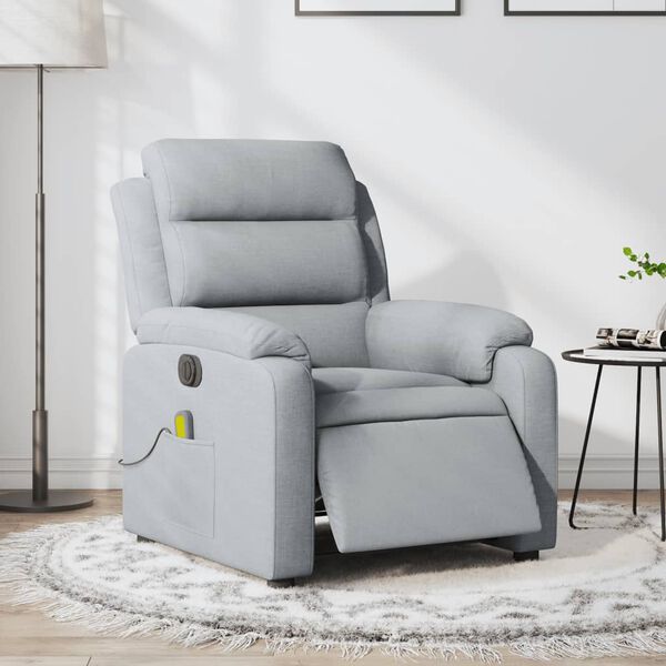 vidaXL Fauteuil de massage inclinable &eacute;lectrique gris clair tissu
