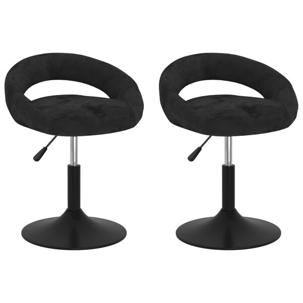 vidaXL Chaises pivotantes &agrave; manger lot de 2 Noir Velours