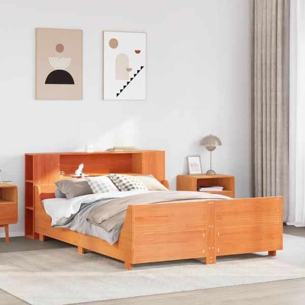 vidaXL Cadre de lit sans matelas cire marron 140x190cm bois pin massif