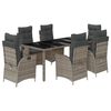 vidaXL Ensemble &agrave; manger de jardin et coussins 7 pcs gris rotin