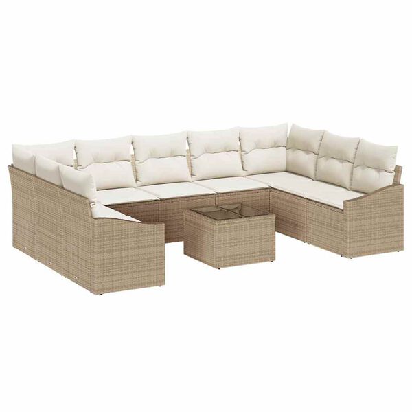 vidaXL Ensemble de Canap&eacute;s avec coussin 10 pcs Beige polyrotin