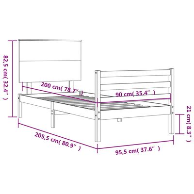 vidaXL Cadre de lit sans matelas blanc 90x200 cm bois massif