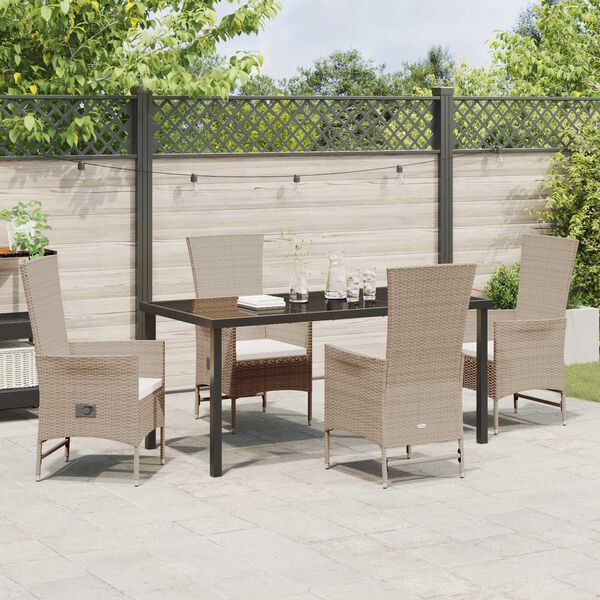 vidaXL Ensemble de salle &agrave; manger pour jardin 5 pcs Beige polyrotin