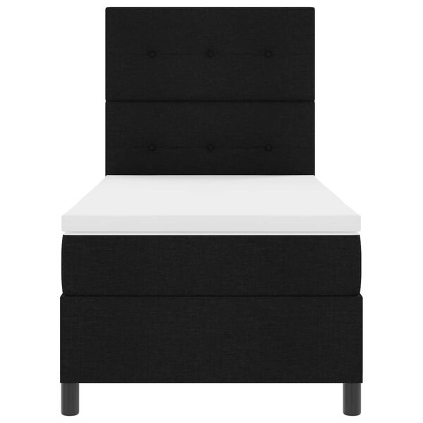vidaXL Lit &agrave; ressorts avec matelas avec LED Noir 90 x 200 cm tissu