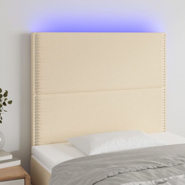 vidaXL T&ecirc;te de lit &agrave; LED Cr&egrave;me 100x5x118/128 cm Tissu