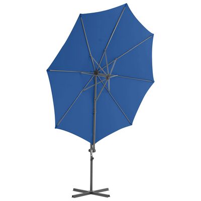 vidaXL Parasol de jardin en porte-à-faux avec mât en acier bleu azuré