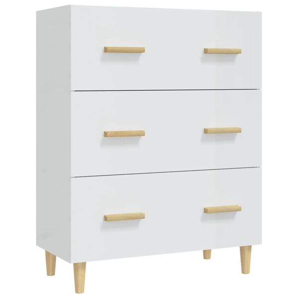 vidaXL Buffet Blanc brillant 70x34x90 cm Bois d'ing&eacute;nierie