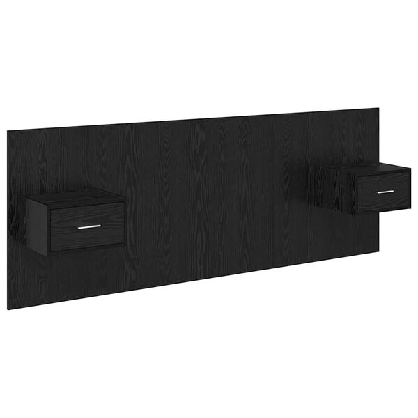 vidaXL T&ecirc;te de lit avec armoire 3 pcs Ch&ecirc;ne noir Bois d'ing&eacute;nierie