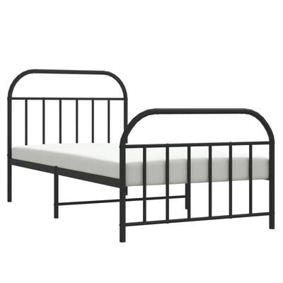 vidaXL Cadre de lit métal sans matelas avec pied de lit noir 100x190cm