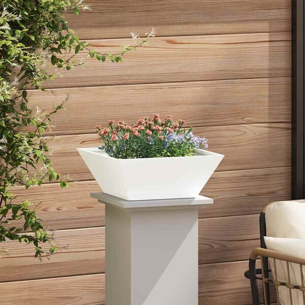 vidaXL Cache-pot de jardin Blanc 40 x 40 x 15 cm Acier lamin&eacute; &agrave; froid