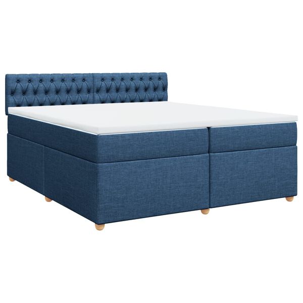 vidaXL Sommier &agrave; lattes de lit avec matelas Bleu 200x200 cm Tissu