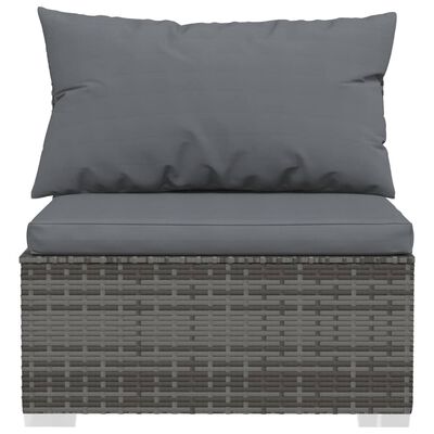 vidaXL Salon de jardin 5 pcs avec coussins Résine tressée Gris