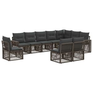 vidaXL Ensemble de canap&eacute; de jardin 10 pc Gris et Gris fonc&eacute; polyrotin
