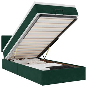 vidaXL Cadre de lit ottoman avec matelas vert fonc&eacute; 80x200 cm velours