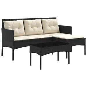 vidaXL Ensemble de canap&eacute; de jardin 2 pcs Noir et Cr&egrave;me polyrotin