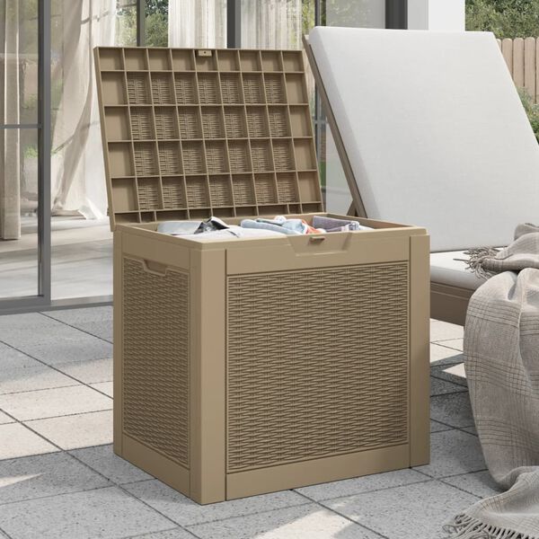 vidaXL Boîte de stockage de jardin marron clair 55,5x43x53 cm PP