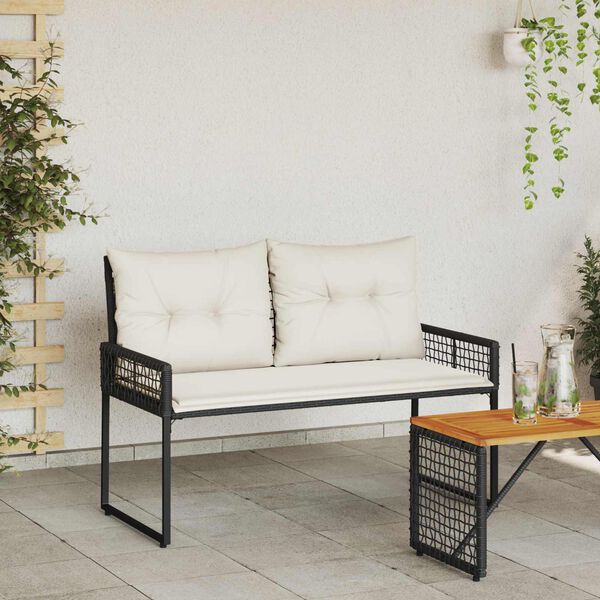 vidaXL Banc ext&eacute;rieur Noir et blanc cr&egrave;me 118 x 55 x 82 cm