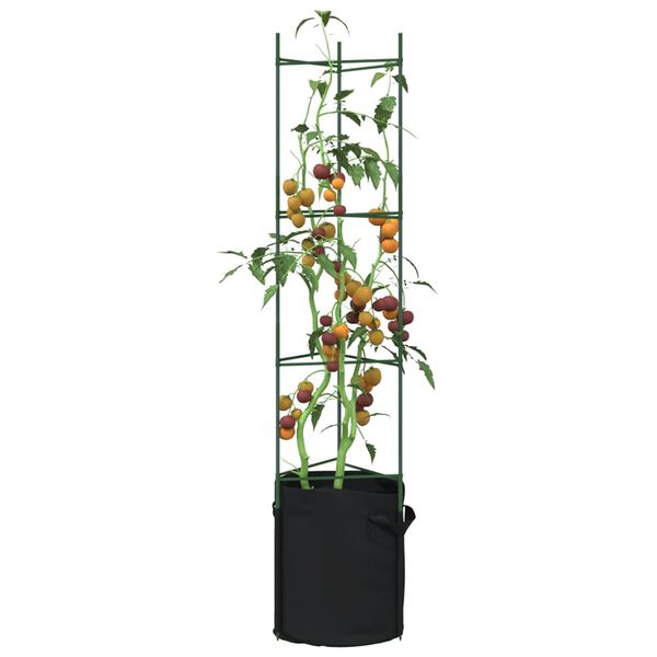 vidaXL Cages à tomates avec sacs à plantes 8 pcs 154 cm acier et PP