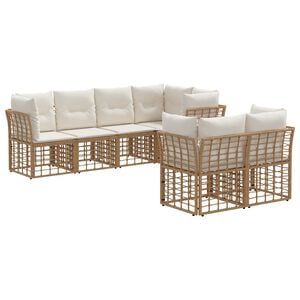 vidaXL Ensemble de canap&eacute;s d'ext&eacute;rieur 7 pc Naturel Polyester