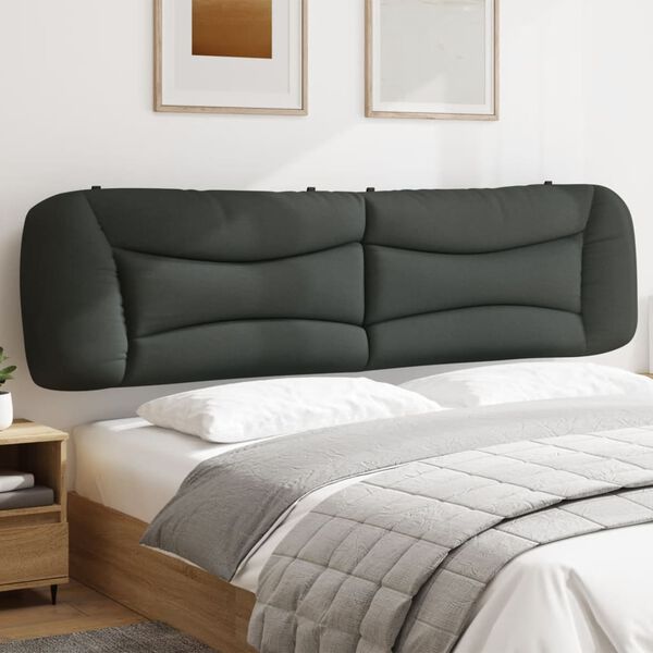 vidaXL Coussin de t&ecirc;te de lit Hvar gris fonc&eacute; 200 cm tissu