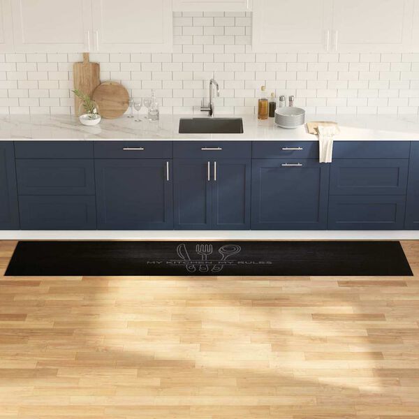 vidaXL Tapis de Cuisine Noir 300 x 60 cm Velours