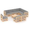 vidaXL Salon de jardin 10 pcs avec coussins Bois de pin massif