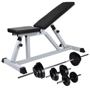 vidaXL Banc d'entra&icirc;nement avec jeu d'halt&egrave;res 30,5 kg