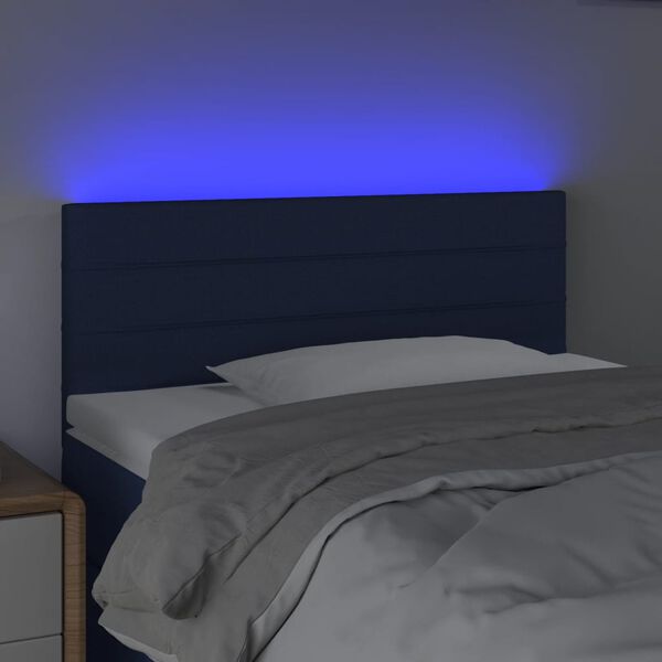 vidaXL T&ecirc;te de lit &agrave; LED Bleu 90x5x78/88 cm Tissu