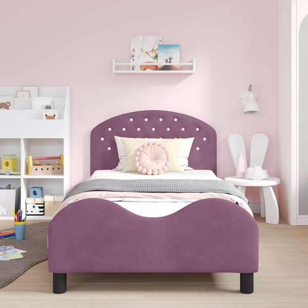 vidaXL Cadre de lit pour enfants avec t&ecirc;te de lit Pourpre 90 x 200 cm