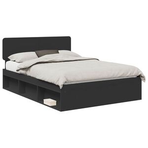 vidaXL Cadre de lit avec t&ecirc;te de lit Noir 160 x 200 cm Pin massif