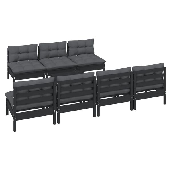 vidaXL Salon de jardin 8 pcs avec coussins anthracite Bois de pin