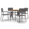 vidaXL Mobilier &agrave; d&icirc;ner d'ext&eacute;rieur 5 pcs R&eacute;sine tress&eacute;e Gris