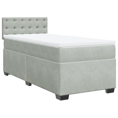 vidaXL Sommier à lattes de lit et matelas Gris clair 90x200 cm Velours